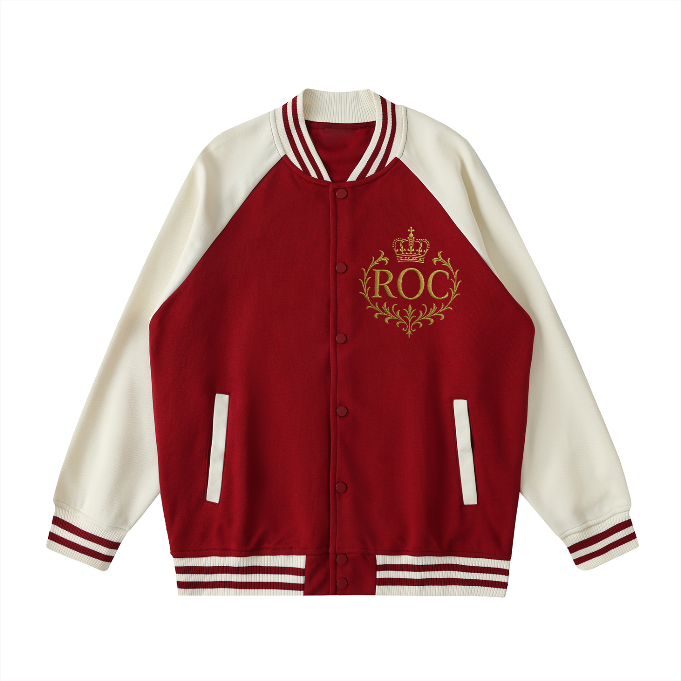 Two Tone Raglan Sleeve Varsity Jacket
