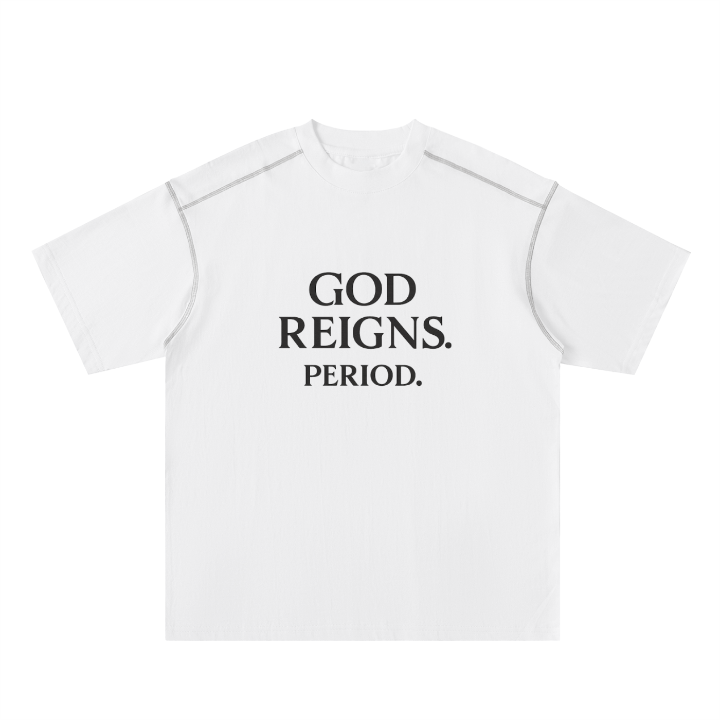God Reigns Oversized Contrast-Stitched Cotton Tee