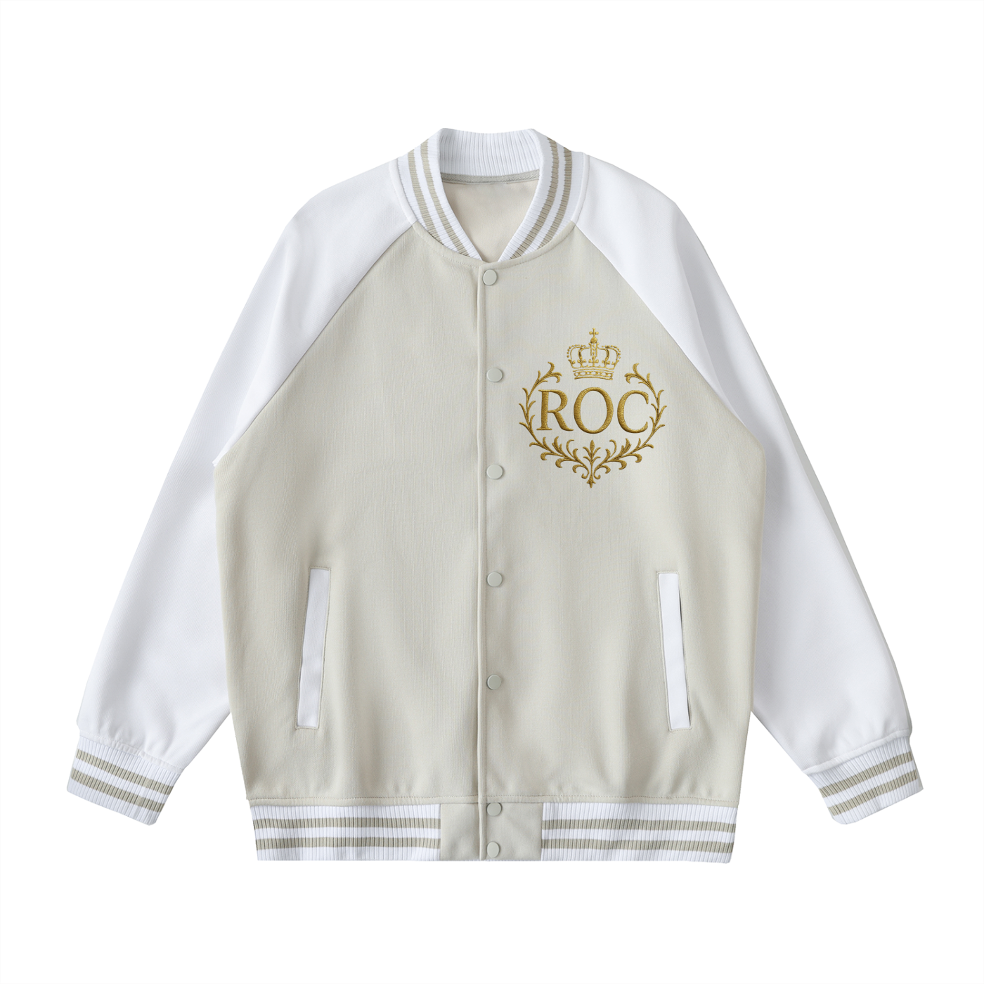 Two Tone Raglan Sleeve Varsity Jacket