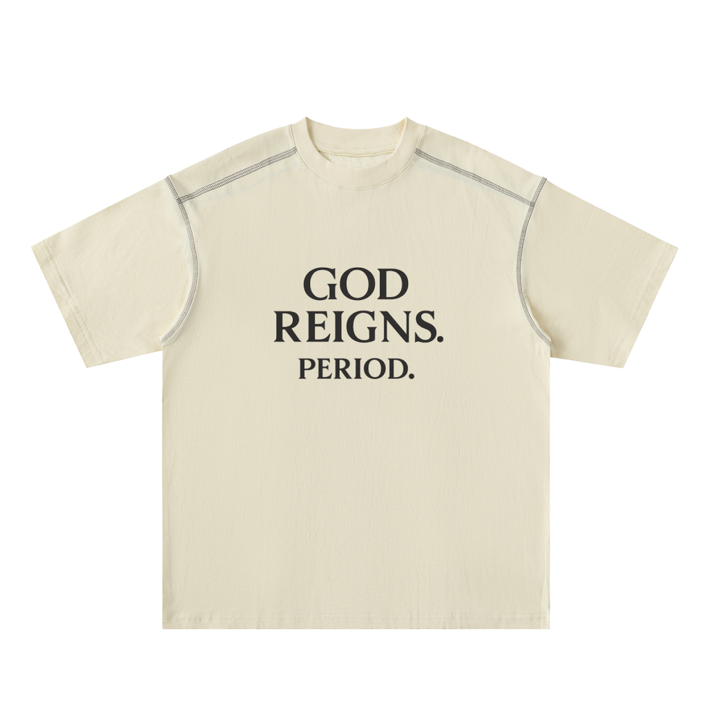 God Reigns Oversized Contrast-Stitched Cotton Tee