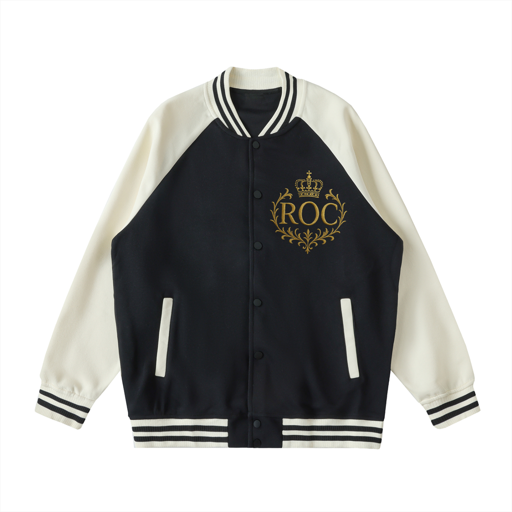 Two Tone Raglan Sleeve Varsity Jacket