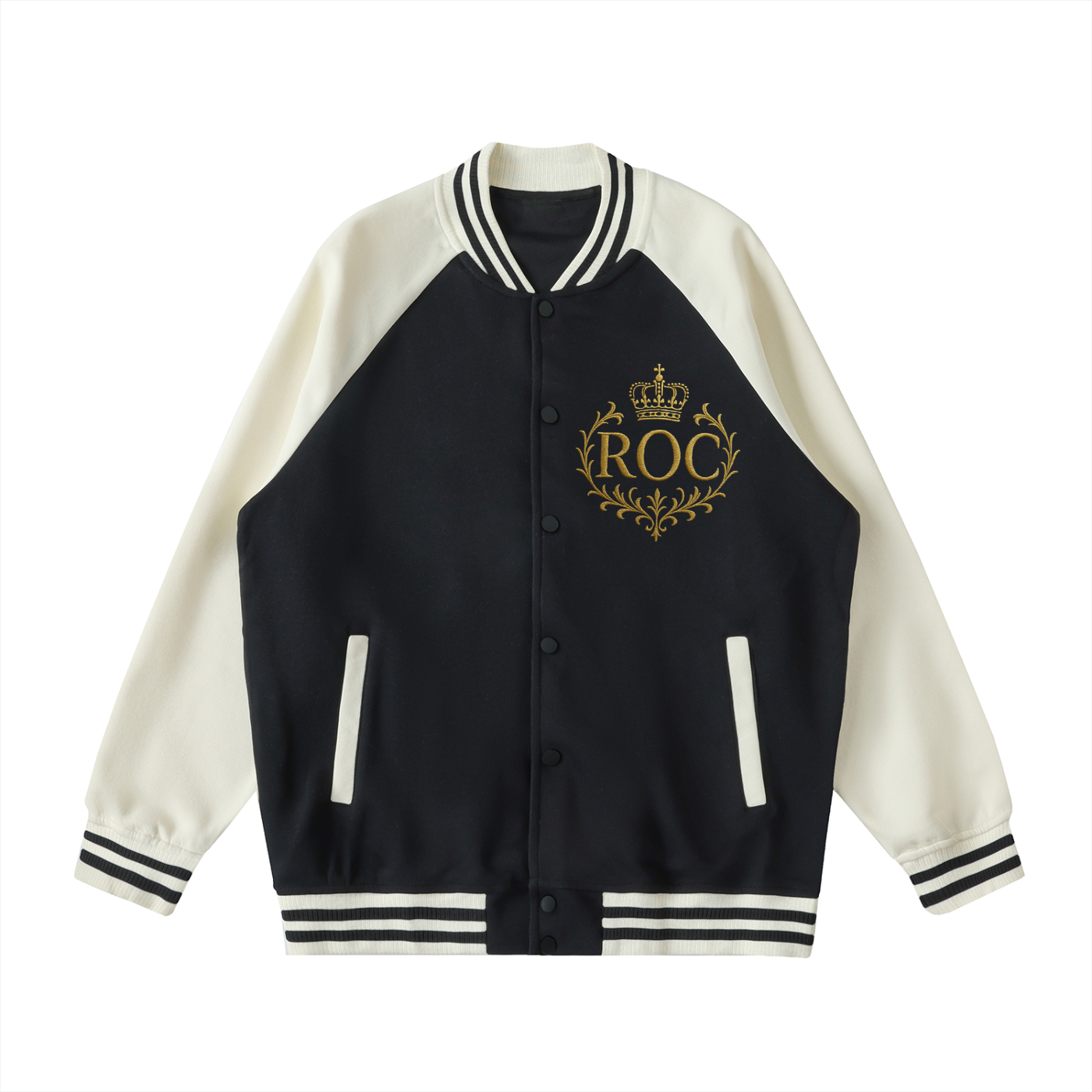 Two Tone Raglan Sleeve Varsity Jacket