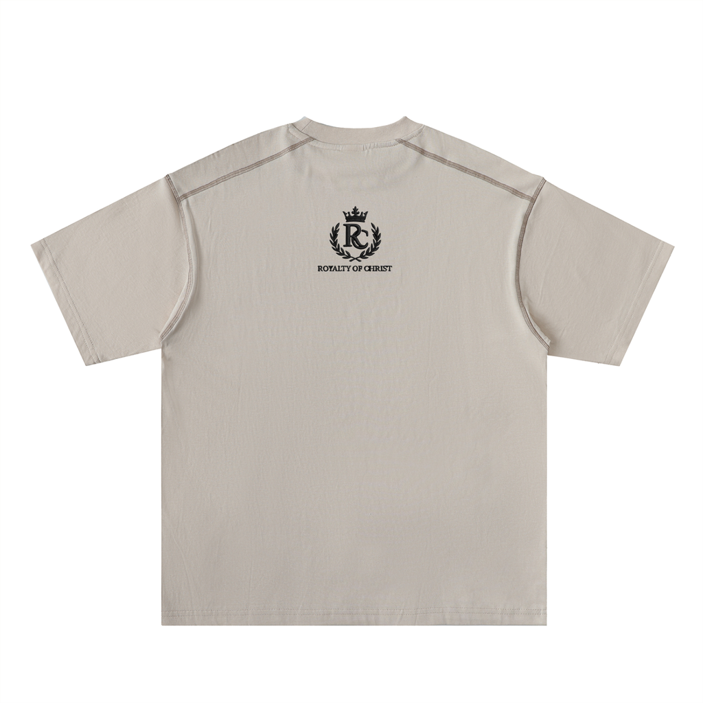 God Reigns Oversized Contrast-Stitched Cotton Tee