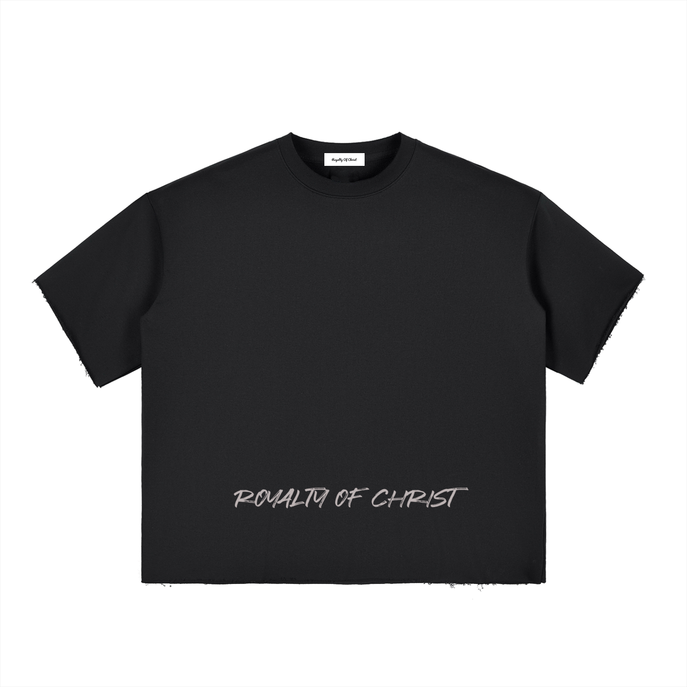 Boxy Half-Sleeve Raw-Edge T-Shirt