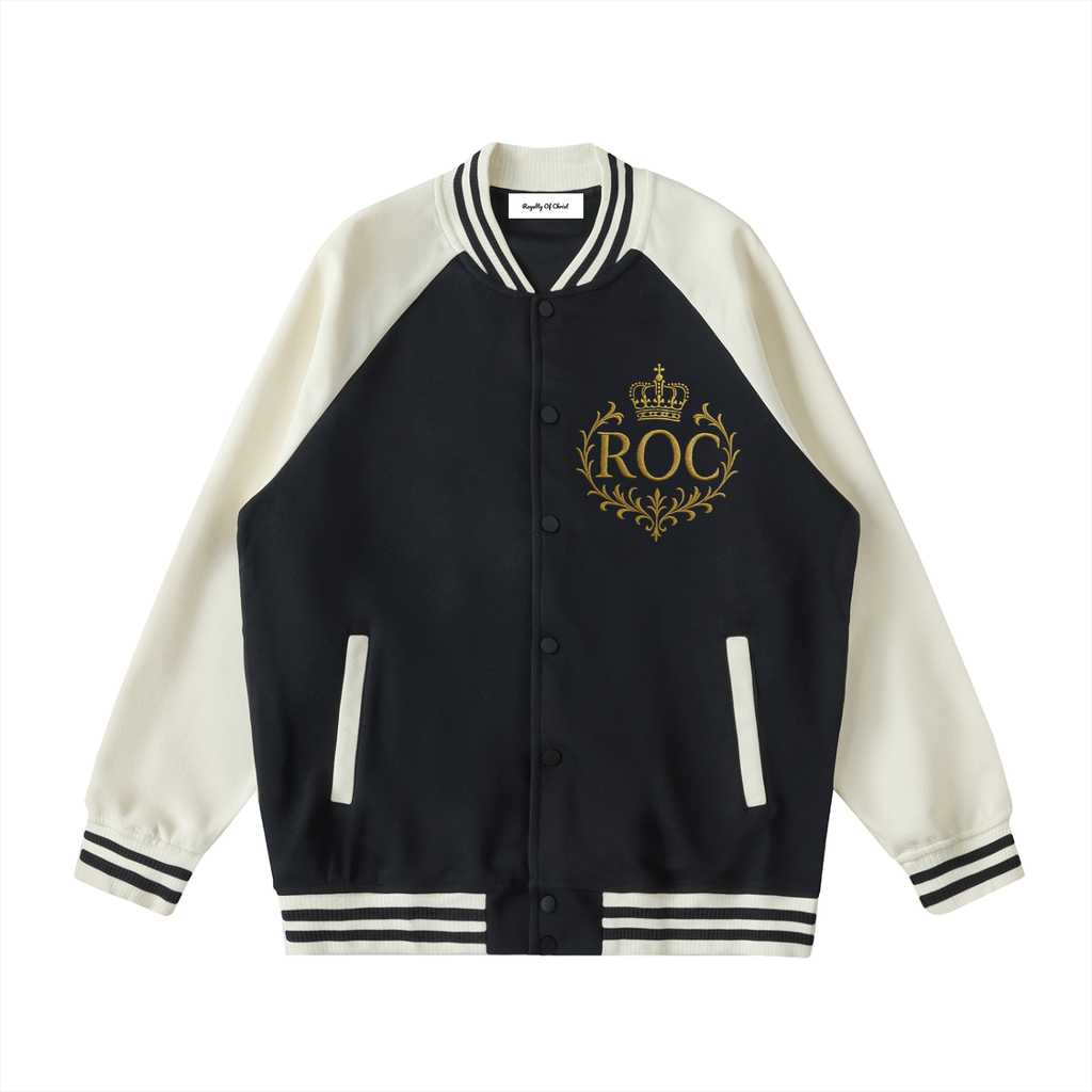 Two Tone Raglan Sleeve Varsity Jacket