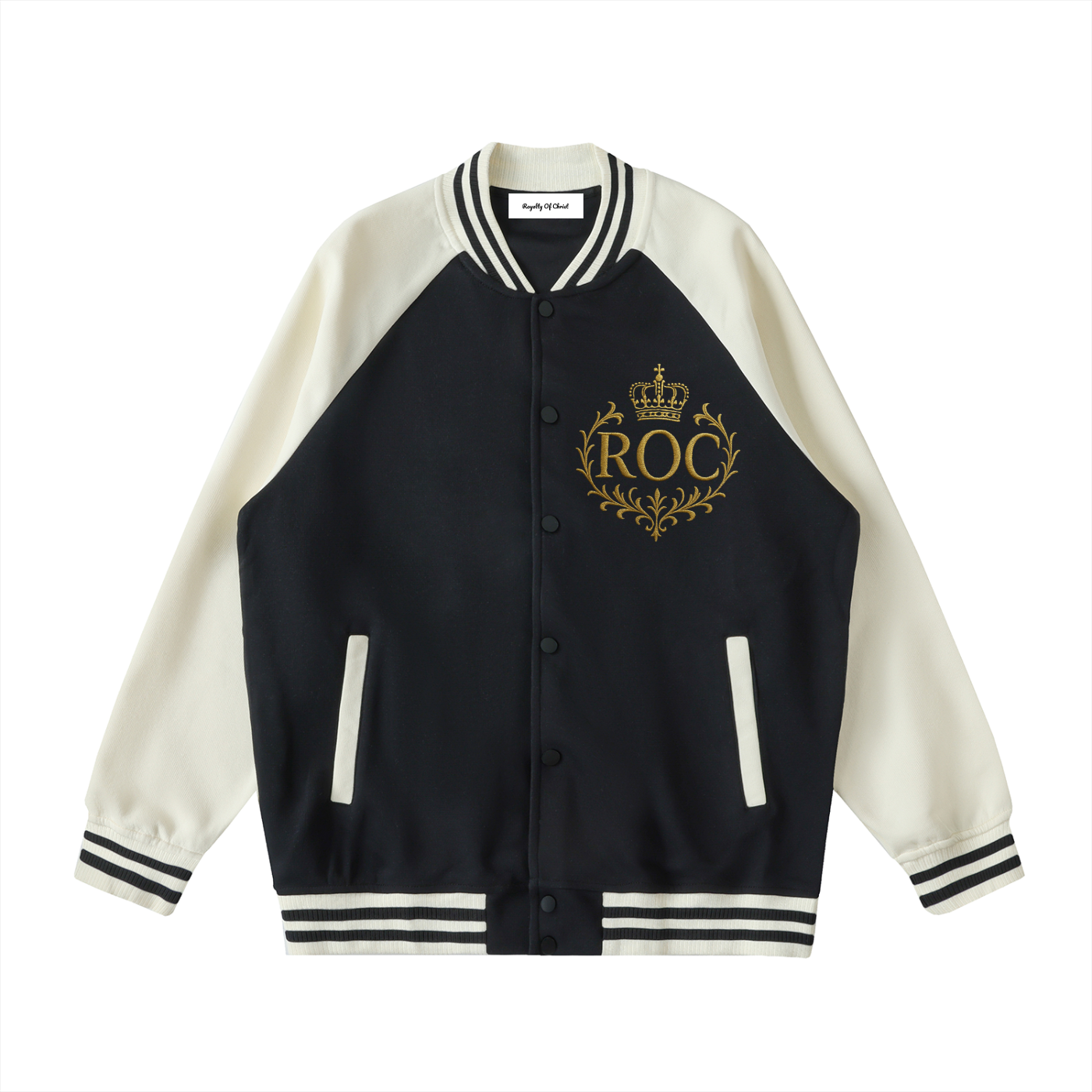 Two Tone Raglan Sleeve Varsity Jacket