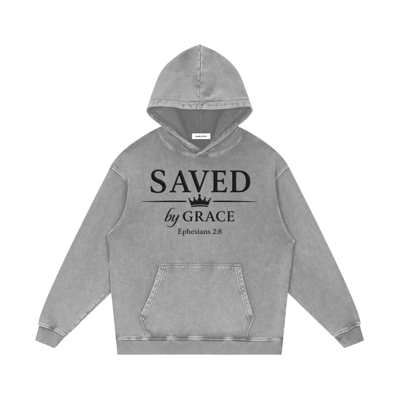 Saved By Grace Snow Washed Loose Cotton Hoodie