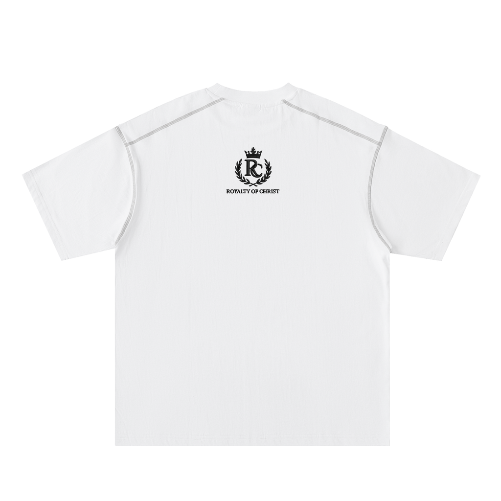 God Reigns Oversized Contrast-Stitched Cotton Tee