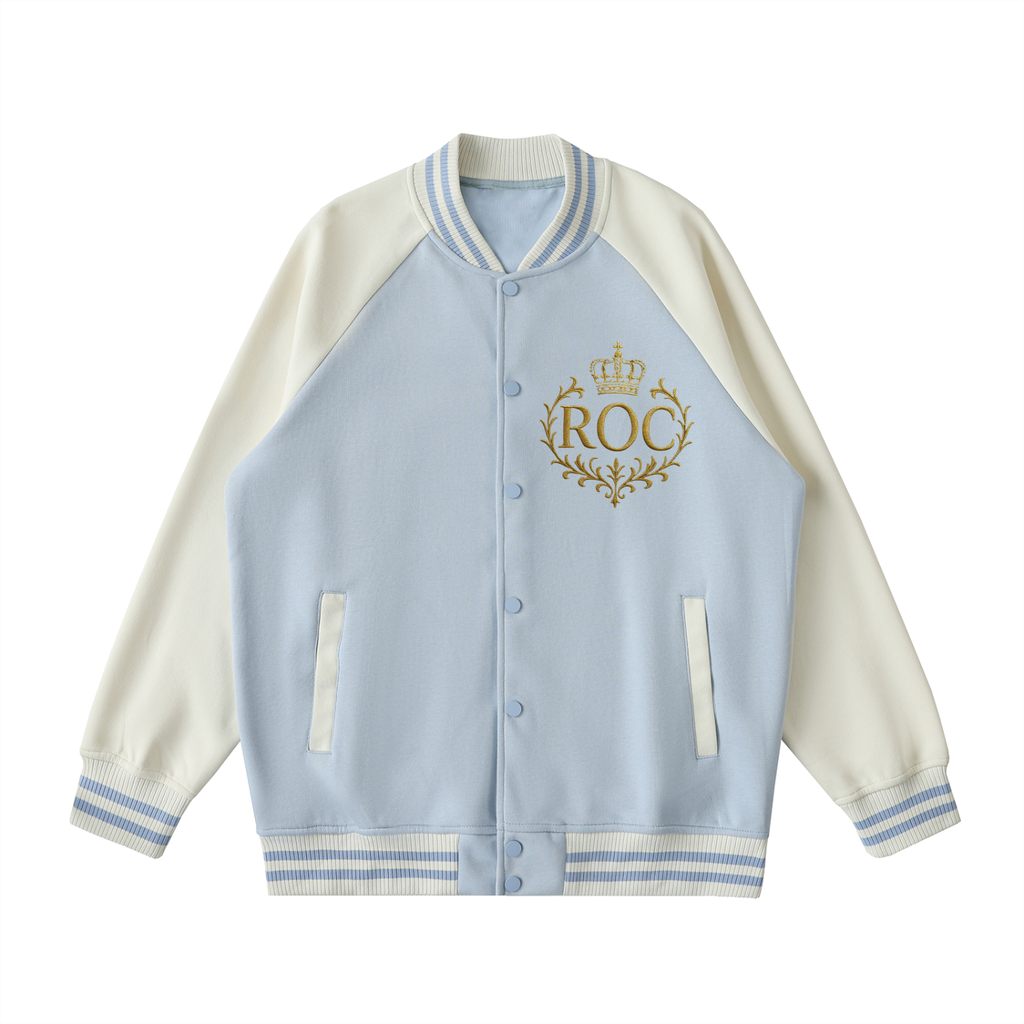 Two Tone Raglan Sleeve Varsity Jacket