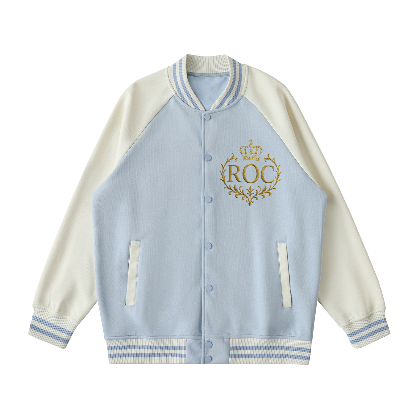 Two Tone Raglan Sleeve Varsity Jacket