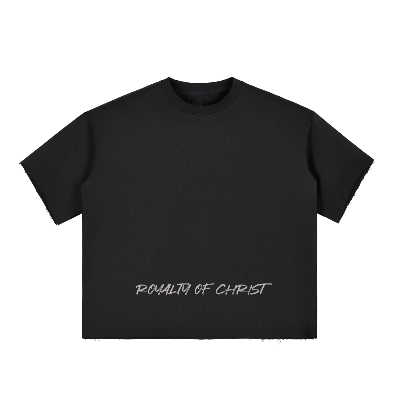 Boxy Half-Sleeve Raw-Edge T-Shirt