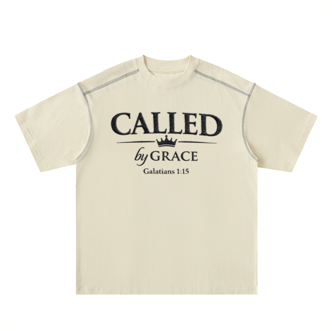 Called By Grace Oversized Contrast-Stitched Cotton Tee