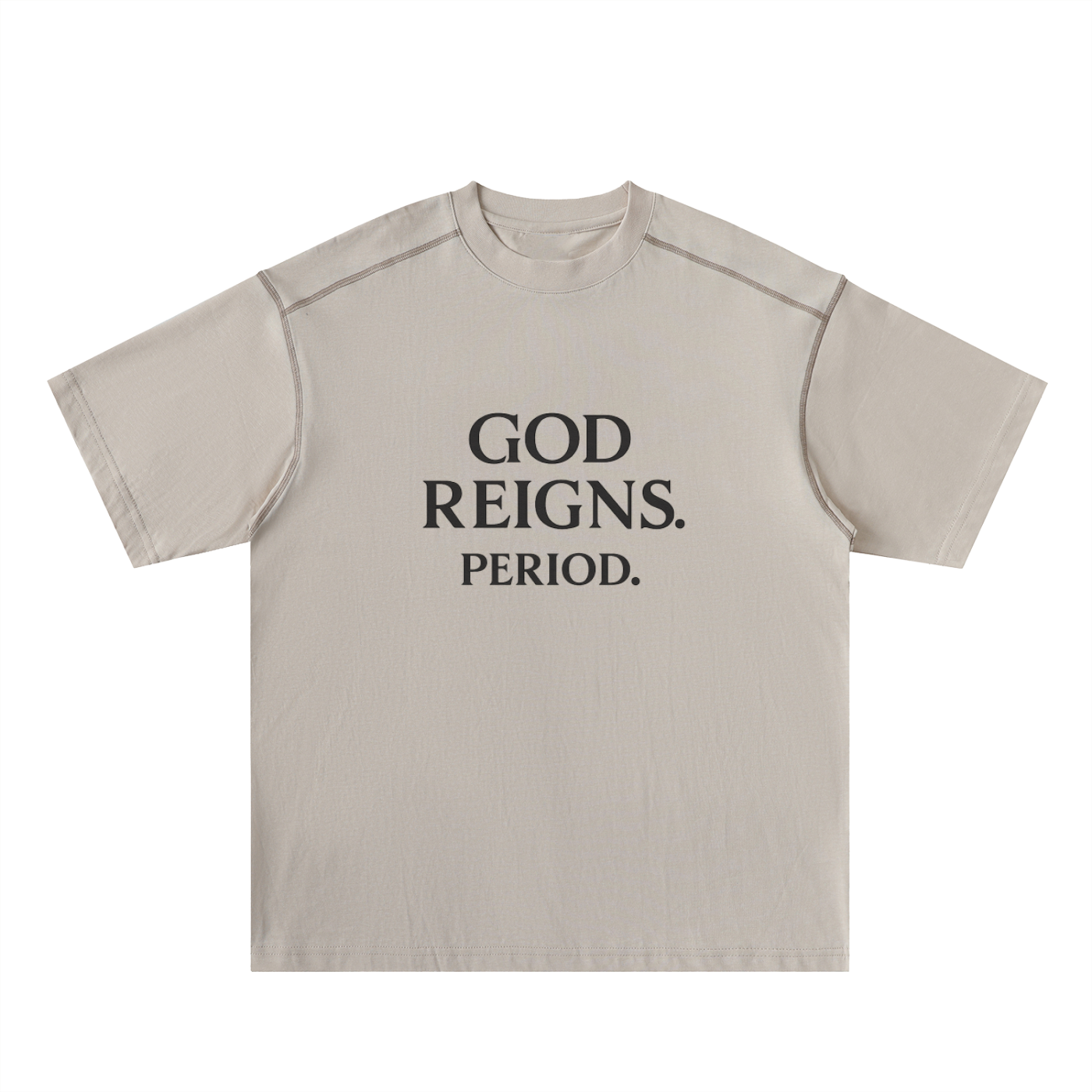 God Reigns Oversized Contrast-Stitched Cotton Tee