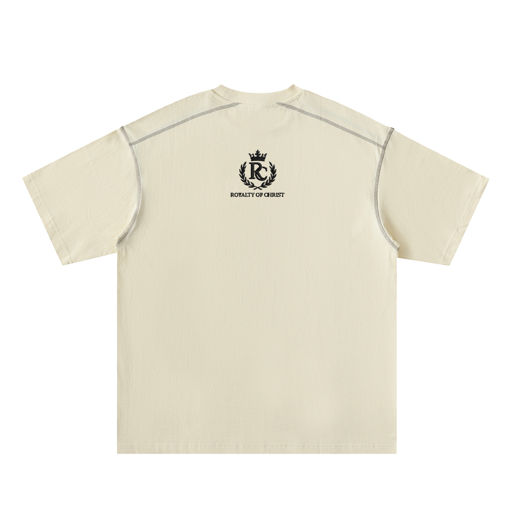 God Reigns Oversized Contrast-Stitched Cotton Tee