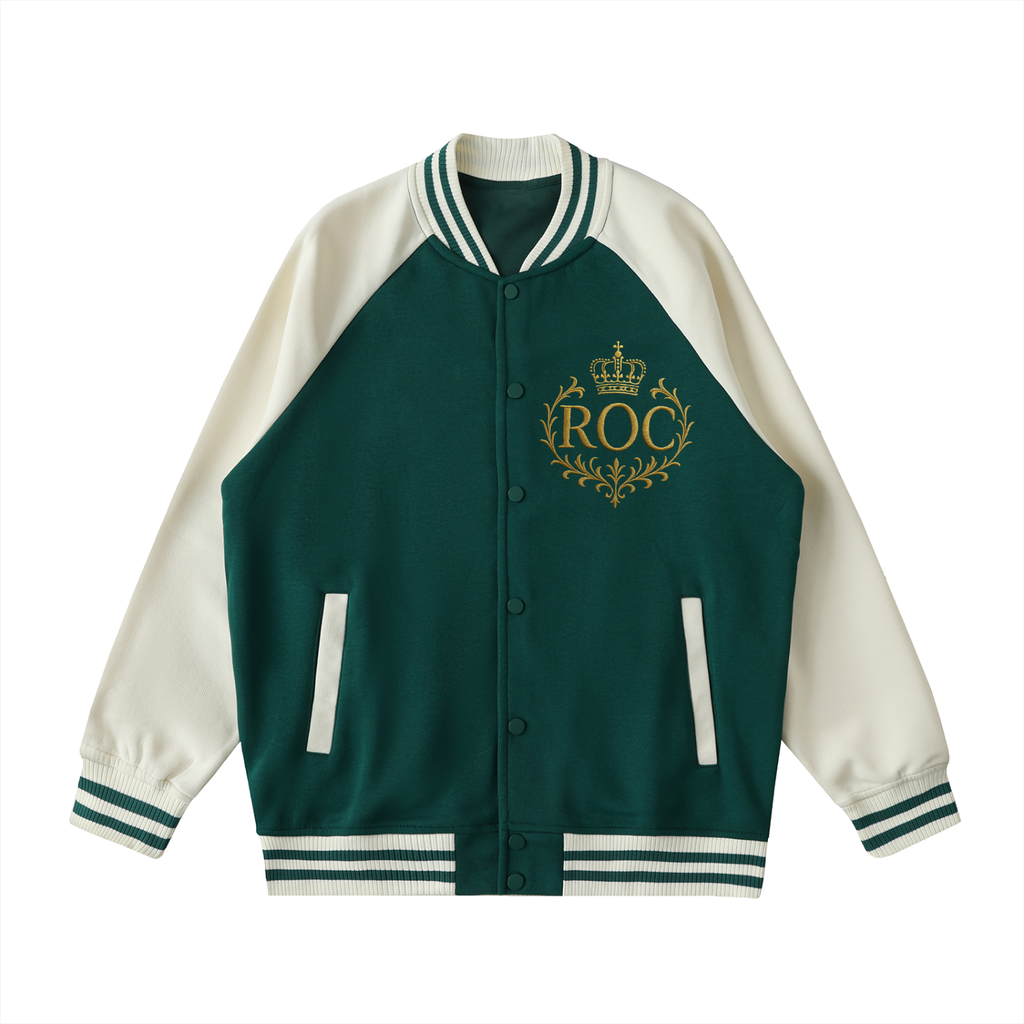 Two Tone Raglan Sleeve Varsity Jacket
