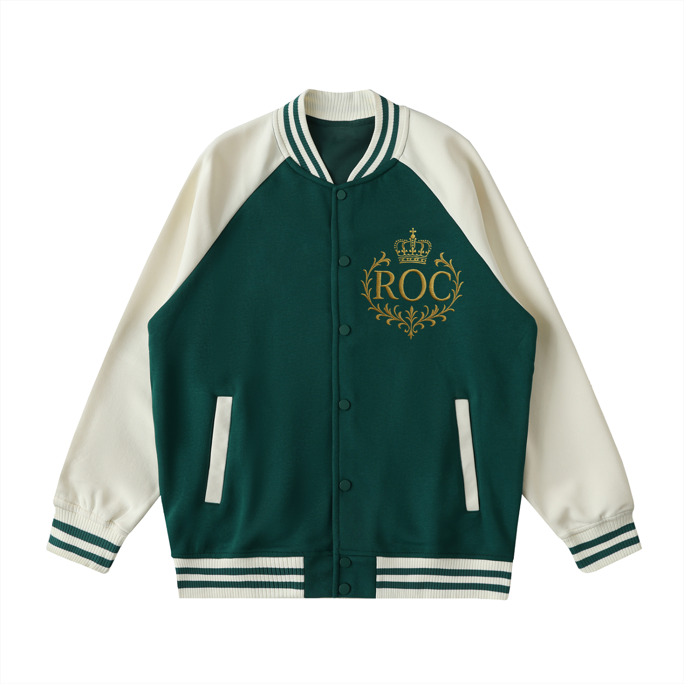 Two Tone Raglan Sleeve Varsity Jacket