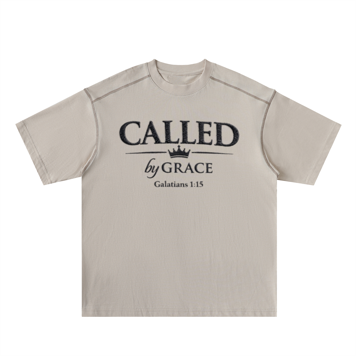 Called By Grace Oversized Contrast-Stitched Cotton Tee
