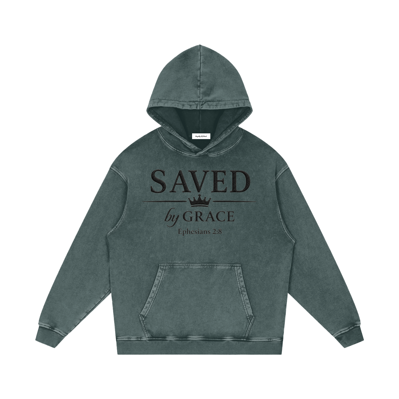 Saved By Grace Snow Washed Loose Cotton Hoodie